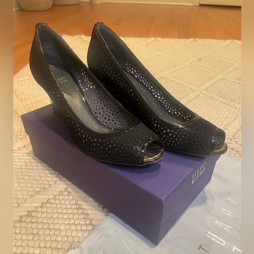 Stuart Weitzman black block heel. Super cute and comfortable